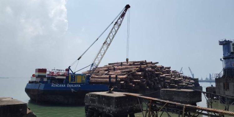 Satgas Gabungan Sita Ribuan Kubik Kayu Meranti dan Kruing di Perairan Karang Jamoang Gresik