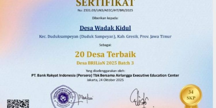 Wadak Kidul Masuk 20 Besar Terbaik Nasional Desa BRILiaN 2025